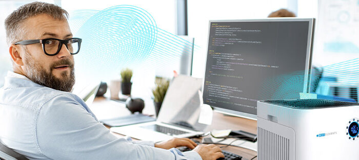 mobile Luftfilter Raumluftreiniger im Büro