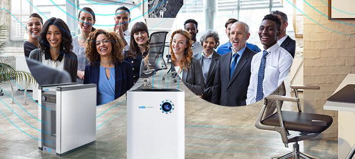 Großraumbüro mit Luftreiniger