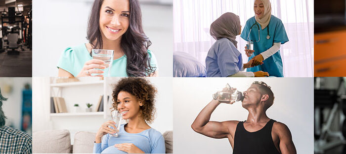 Menschen mit sauberem Trinkwasser