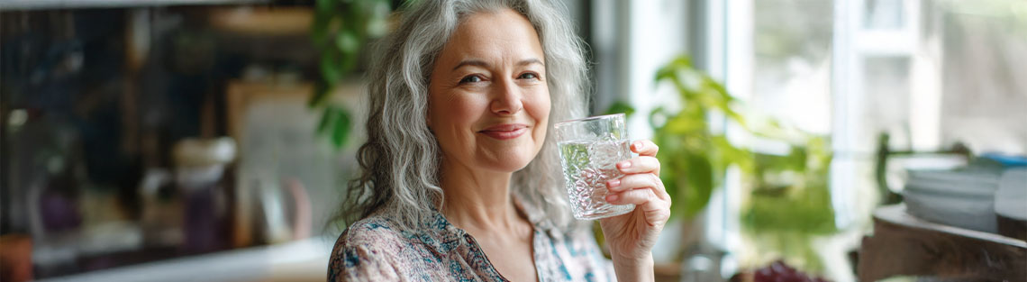 Frau mit Wasserglas