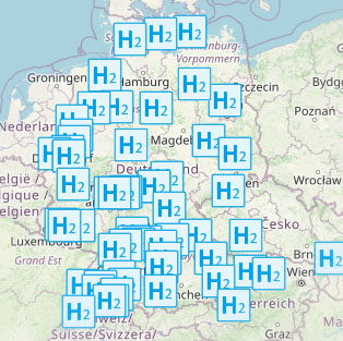Map of hydrogen applications and H2 therapy centers