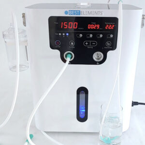 Wasserstoffinhalator Brownsgas H2-1500 mit Nasenkanuele und Behälter schräg